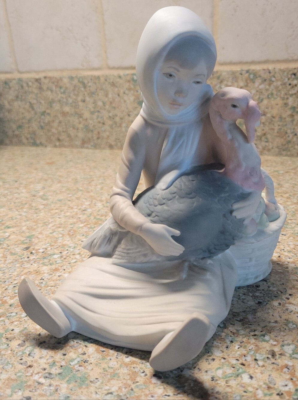 Vintage Lladro Figurine Girl And Turkey